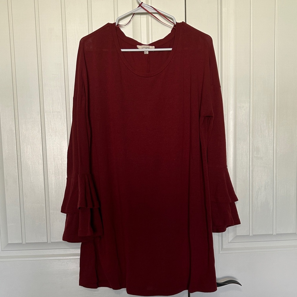 Umgee Burgundy Long Sleeve Dress